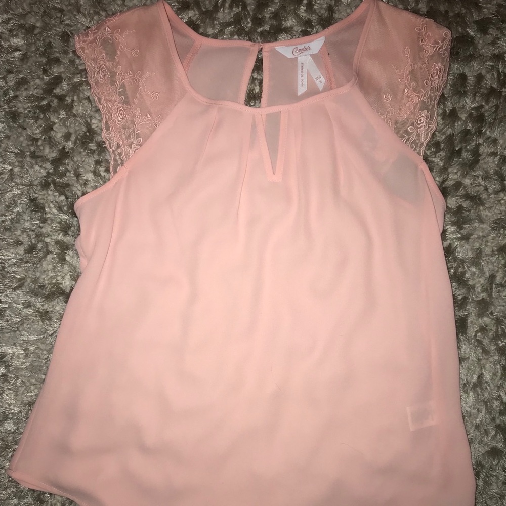 PINK LACE SLEEVE BLOUSE